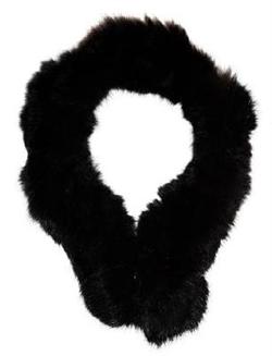 Halstørklæde i  sort kaninpels, bred model
